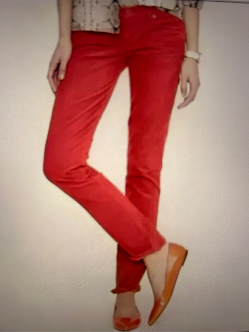 J Crew Shrimp Coral Pink Pencil Skinny Matchstick Corduroy Women's Pants